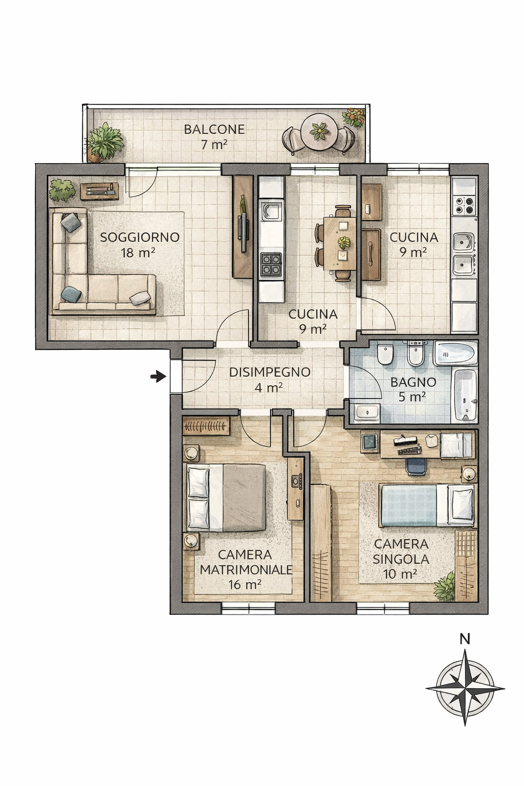 Immagine principale - Quadrilocale ampio e luminoso in zona Murri